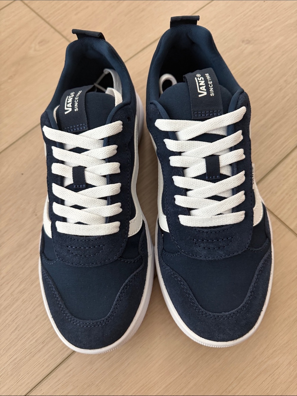 Vans Navy and White Low-Top Men's Sneakers-Suede & Canvas